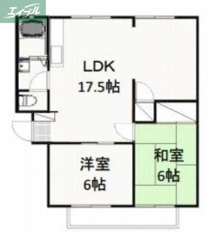 サンビレッジ北方A(2LDK/3階)の間取り写真
