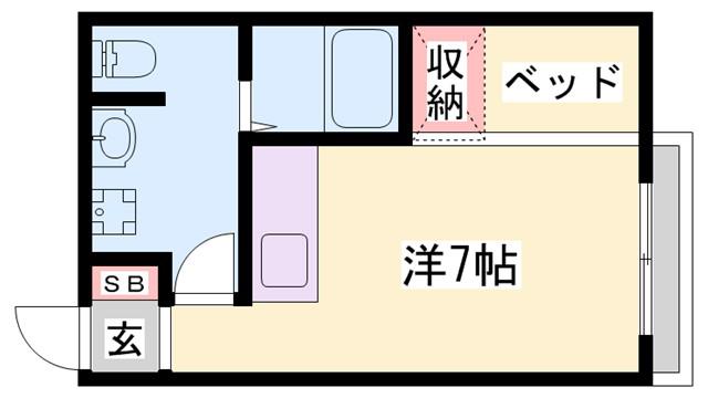 プチメガティー(ワンルーム/2階)の間取り写真