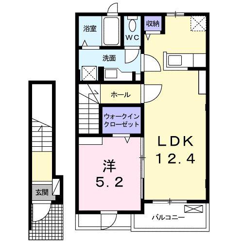 アンフィニエスト(1LDK/2階)の間取り写真