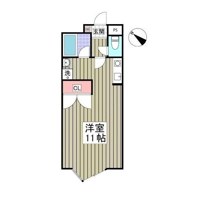 キュウブEX三俣(ワンルーム/1階)の間取り写真