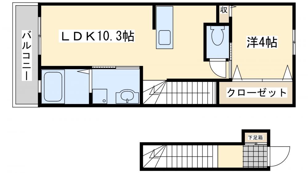 リジェネ黒崎(1LDK/2階)の間取り写真