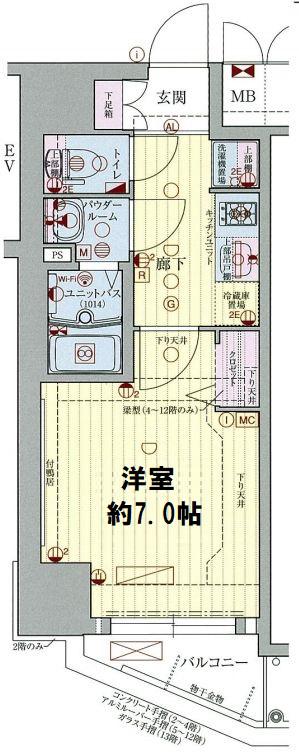 プレサンス梅田II(1K/4階)の間取り写真