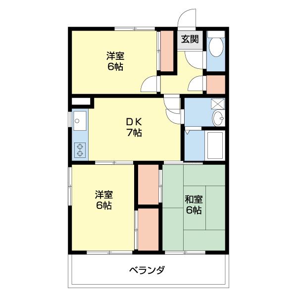 Nビル向陽館(3DK/2階)の間取り写真