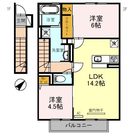 HONU・REPOS(2LDK/2階)の間取り写真