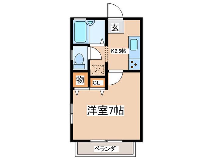 ウッドビュ-(1K/2階)の間取り写真