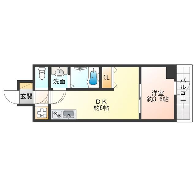 リヴェント福島野田(1DK/9階)の間取り写真