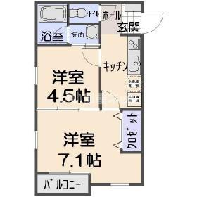 ピエールド若宮(2K/1階)の間取り写真