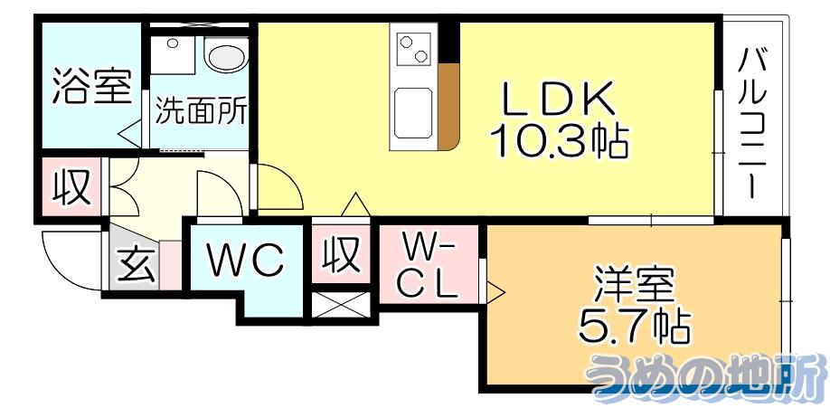 MAISON KS(1LDK/1階)の間取り写真