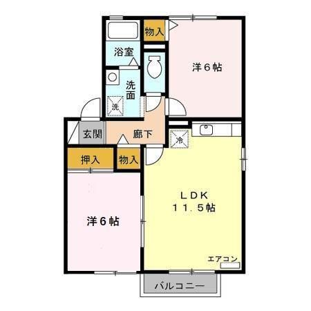 セジュール生桑台(2LDK/2階)の間取り写真