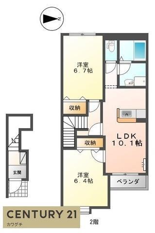 DIA CUORE(2LDK/2階)の間取り写真