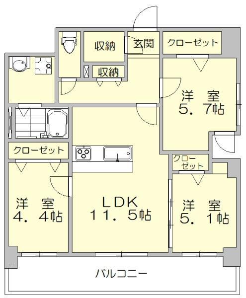 アビターレ博多(3LDK/10階)の間取り写真