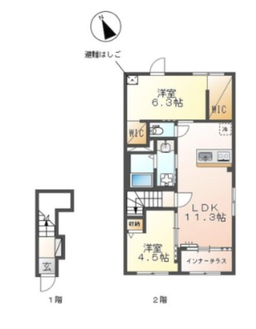 アネシス八王子(2LDK/2階)の間取り写真