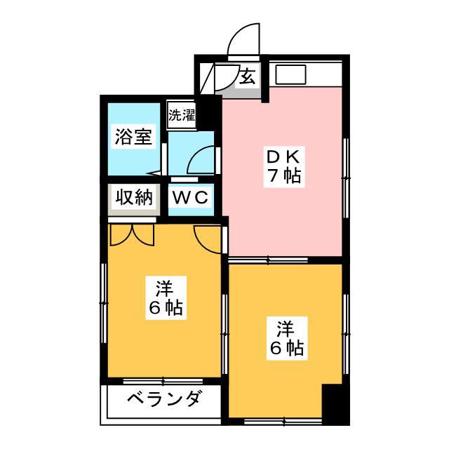 コモリヤビル(2DK/4階)の間取り写真