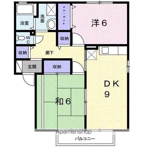 セジュールYOU(2DK/2階)の間取り写真