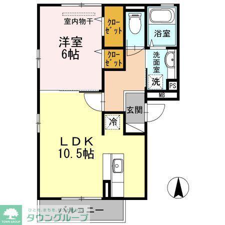 フローラハイム/マーブルハイム フローラハイム(1LDK/1階)の間取り写真