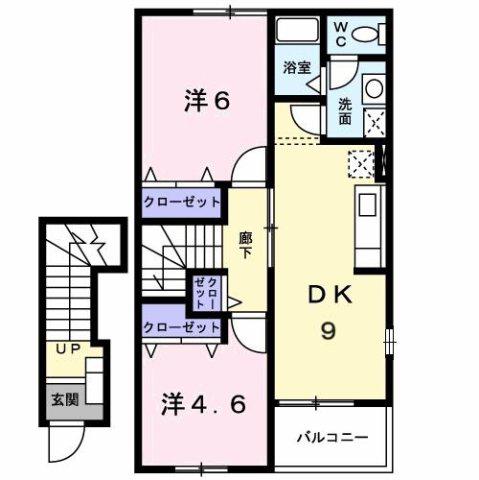 フローラリア・ドムス(2DK/2階)の間取り写真
