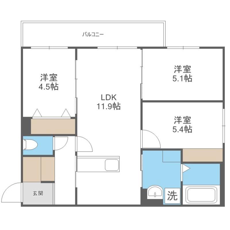 パーク農試館(3LDK/3階)の間取り写真