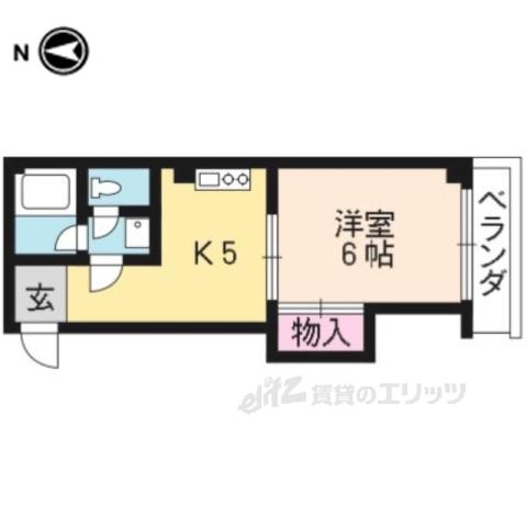 ミレイ西ノ京(1K/4階)の間取り写真