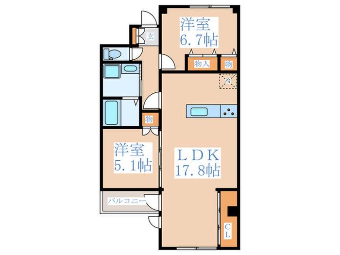 メゾンノースリバー(2LDK/4階)の間取り写真