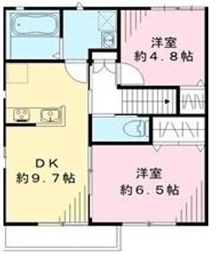 グリーンコートA(2DK/2階)の間取り写真