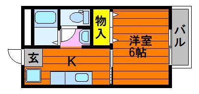 DNパレス B棟(1K/2階)の間取り写真