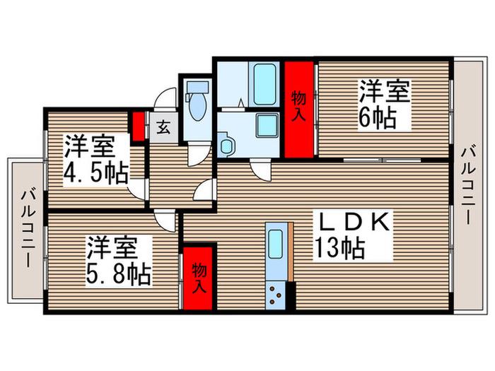 エスポワールTIマンション(3LDK/1階)の間取り写真
