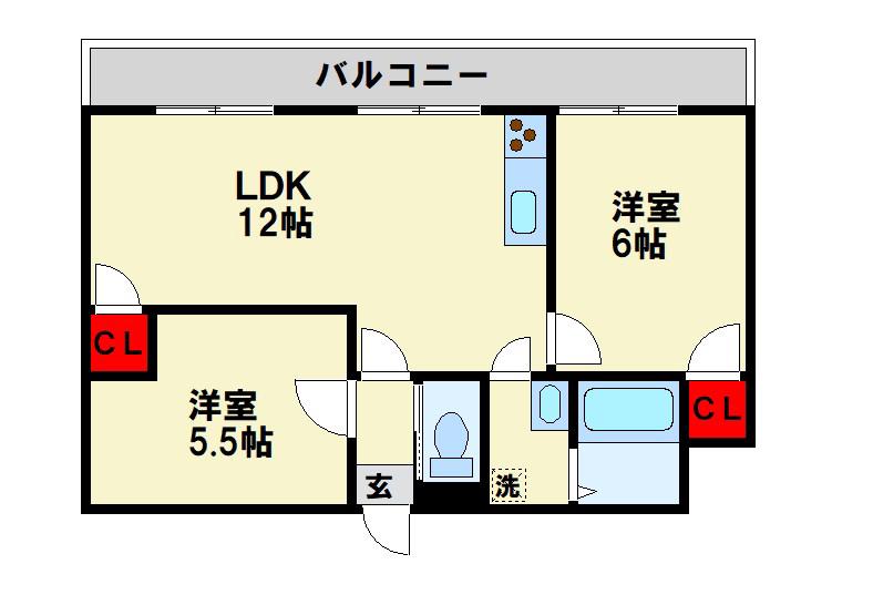 グリーンハイツ竹井(2LDK/2階)の間取り写真