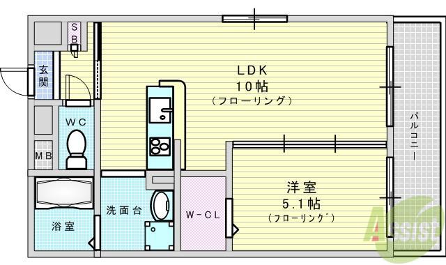 第21関根マンション(1LDK/12階)の間取り写真
