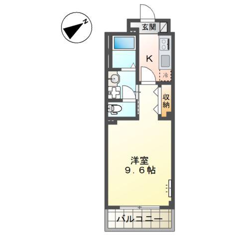 西区五才美町マンション(1K/2階)の間取り写真