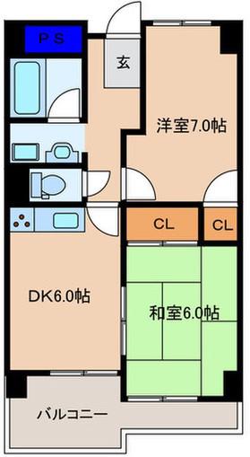 メゾンエルミタージュ(2DK/9階)の間取り写真