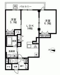 メゾン藤屋(2LDK/3階)の間取り写真