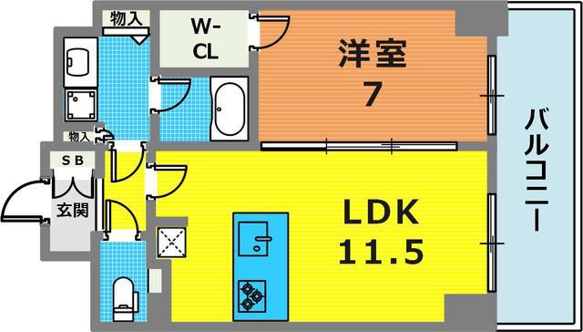 プレサンス THE神戸(1LDK/10階)の間取り写真