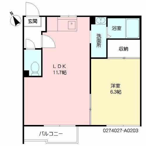 タウニィ中春日(1LDK/2階)の間取り写真