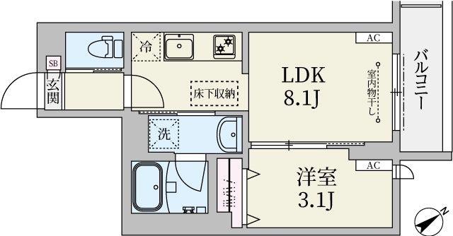TR駒込(1LDK/1階)の間取り写真