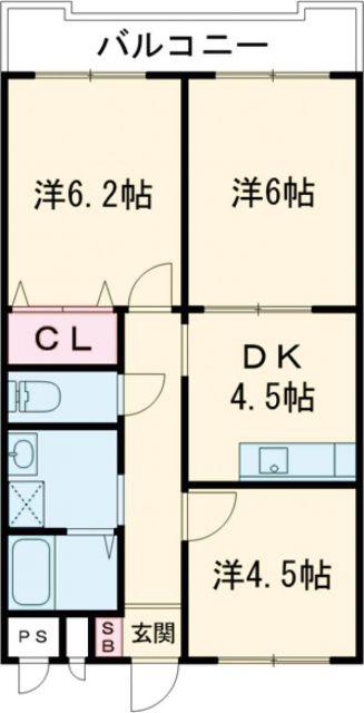 センチュリーアスカI(3DK/4階)の間取り写真