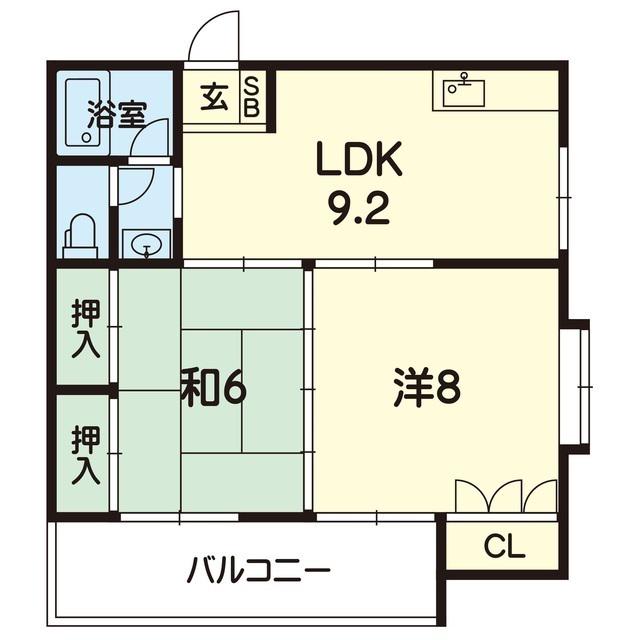 コートハウス国府(2LDK/1階)の間取り写真