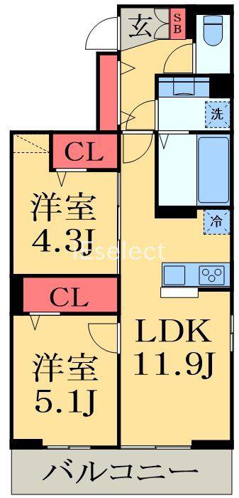 D-ROOM穴川III(2LDK/1階)の間取り写真