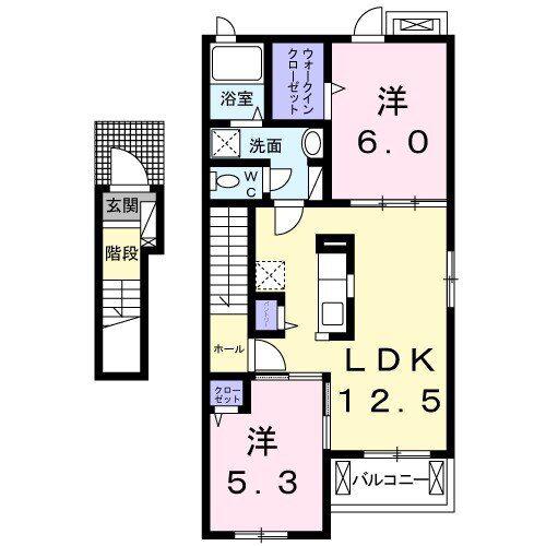 カレントB(2LDK/2階)の間取り写真