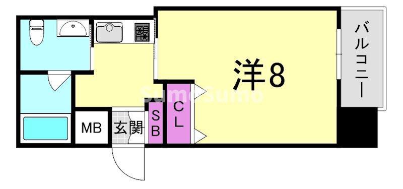 ディオレ・クレスト東心斎橋(1K/10階)の間取り写真
