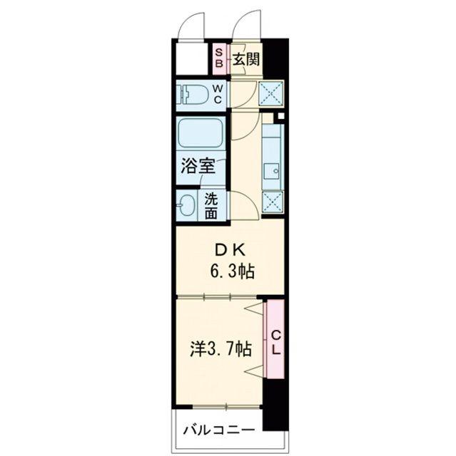 ALIVIS九条(1DK/12階)の間取り写真