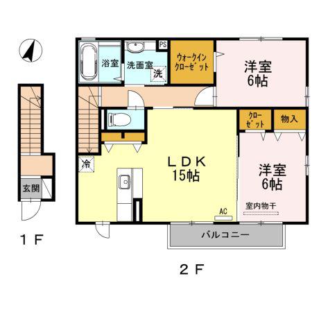 D-ROOM清住(2LDK/2階)の間取り写真