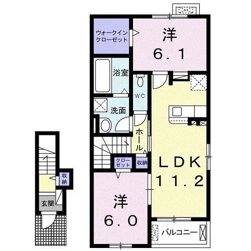 ウォームメゾン(2LDK/2階)の間取り写真