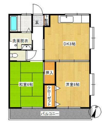 アーバンヒルズ(2DK/2階)の間取り写真
