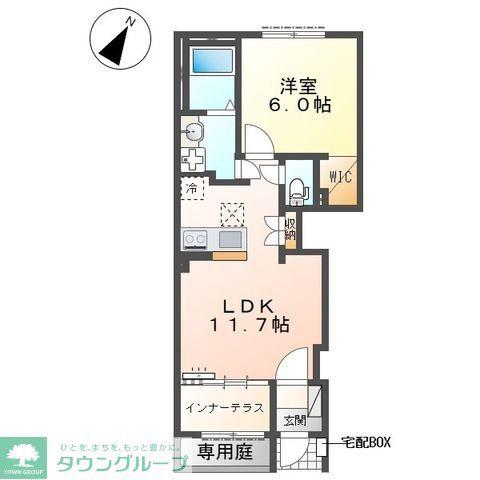 東松山市山崎町 アパートV期工事(1LDK/1階)の間取り写真