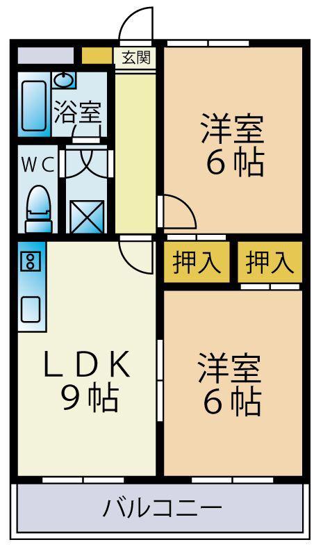 鵜の森ビル(2LDK/2階)の間取り写真