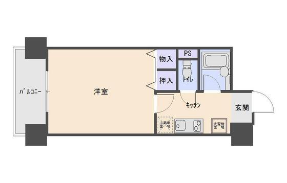 ヴェール国体町(1K/4階)の間取り写真