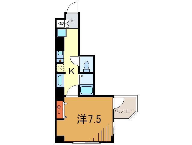 CITYSPIRE神戸元町II(1K/4階)の間取り写真