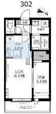 ガーデンヒルズ宮原(1LDK/3階)の間取り写真