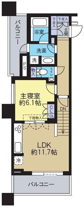 BRILLIATOWERTOKYO(1LDK/6階)の間取り写真