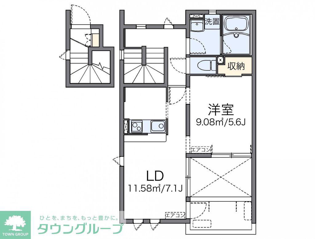 レオネクストウィルベーネ小竹53083(1LDK/2階)の間取り写真